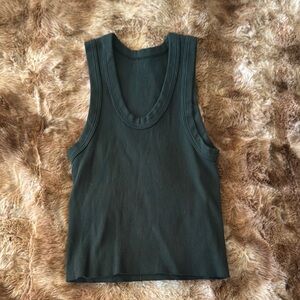 Dark Green Ribbed Knit Tank